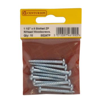 Centurion 1 1/2" x 8" Slot R/Head Screws 10 S