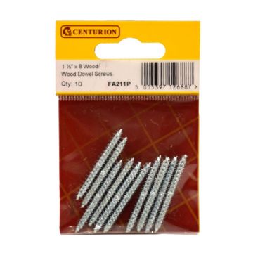Centurion 1  1/2" x 8" Dowel Screws Pack 10 