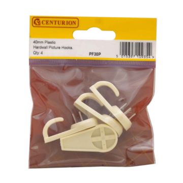 Centurion 40mm White Hardwall Picture Hooks 