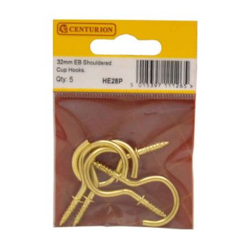 Centurion Brass Cup Hook 1.25" 