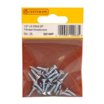 Centurion 1/2"x6 ZP Screw Pack 25 