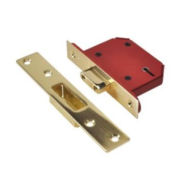 Union 5 Lever StrongBolt Deadlock P/Brass 3" UNNY2105PB30