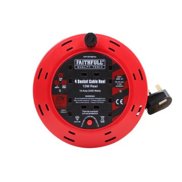 Faithfull Cable Reel 10M 10 Amp Socket