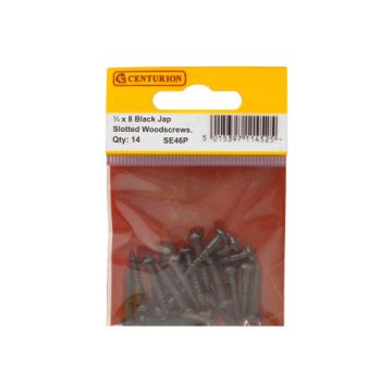 Centurion Slotted Round Head Black Japanned Screws 3/4" x 8