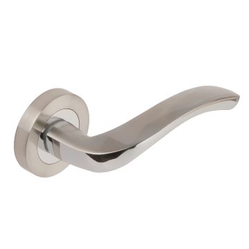Dale Hardware Satin Nickel/Polished Chrome ARC Lever on Round Rose Privacy Set 