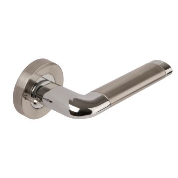 Dale Hardware Satin Nickel/Polished Chrome Argo Lever on Round Rose Privacy Set