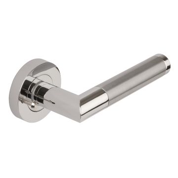 Dale Hardware Satin Chrome/Polished Chrome Athena Lever on Round Rose Privacy Set 