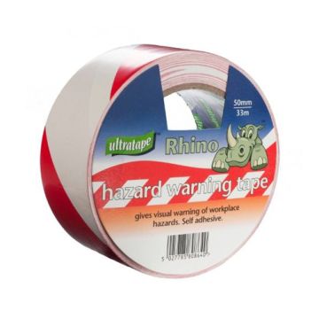 Ultratape Hazard Tape 50mm x 33M Red & White 