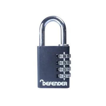 Defender 40mm Black Diecast Combination Padlock