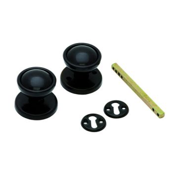 Carlisle Brass - Rim Mortice Knob Furniture (Plastic) - Black 53mm x 57mm
