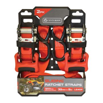 Centurion Sliding Ratchet Tie Down 1200kg 5m (Twin Pack)