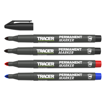 Tracer Pack Of 4 Permanent Markers (Black,Red,Blue)