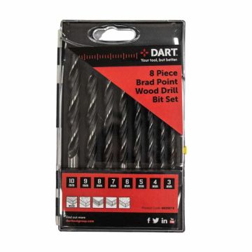 Dart Brad Point Wood Drill Bit Set 8pc