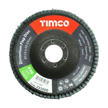 Timco Flap Disc 115 x 22.23mm Zirconium P40