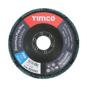 Timco Flap Disc 115 x 22.23mm Zirconium P80