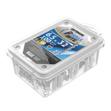 Optimaxx Wall Bite Screw (White) 6.5 x 32mm Box 100