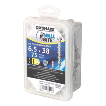 Optimaxx Wall Bite Screw (White) 6.5 x 38mm Box 75