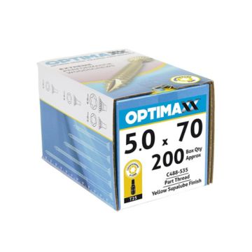 Optimaxx Torx Drive Woodscrews 5.0 x 70mm Box 200