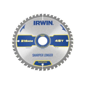 Irwin Construction Mitre Circular Saw Blade 216 x 30mm x 48T ATB/Neg