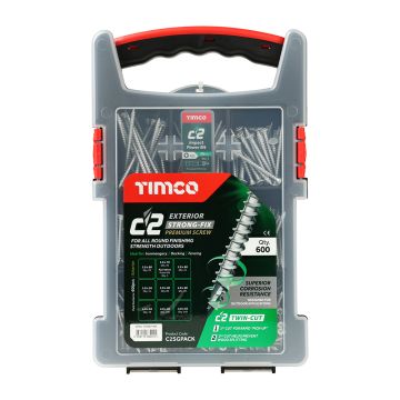 Timco C2 Exterior Strong-Fix Multi Purpose Premium Screws Mixed Grab Pack PZ Double Countersunk Silver