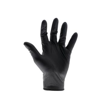 Scan Black Heavy Duty Nitrile Disposable Gloves (Large/Size 8)