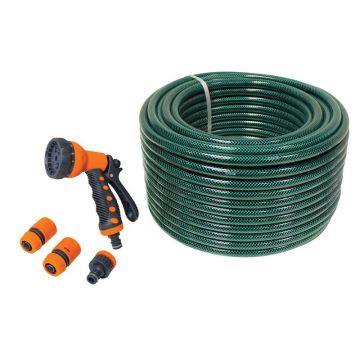 Faithfull Hose with Fittings and Spray Gun 50M