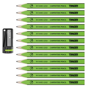 TRACER Carpenters Pencils (12) C/W Sharpener 