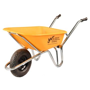 Walsall Phoenix Super Heavy Duty 120L HDPE Yellow Wheelbarrow with Pneumatic Wheel 