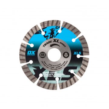 OX Trade XL Super - Turbo Segmented Diamond Blade - Concrete & GP - 115/22.23mm     XLS-115/22