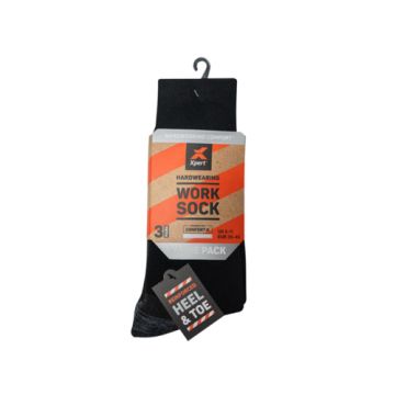 Xpert Core Comfort Work Sock 3 Pack Black/Grey Size UK 6-11