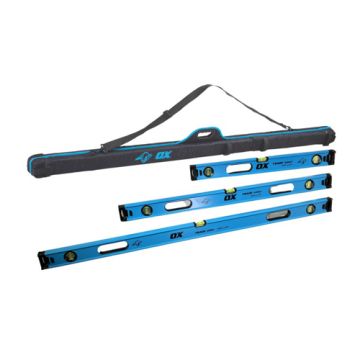 Ox Trade Level Bundle - Pro Level Bag w/ 72", 48", 24" / 1800mm, 1200mm, 600mm Trade Levels OX-T505903