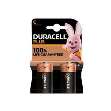 Duracell Plus Power +100% Batteries C Cell Pack of 2
