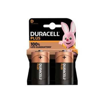Duracell Plus Power +100% Batteries D Cell Pack of 2