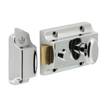 Timco Traditional Nightlatch - Chrome 91 case / 60 backset