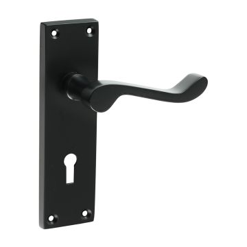 Timco Victorian Scroll Lock Handles - Matt Black 152 x 42