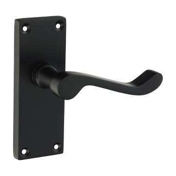 Timco Victorian Scroll Latch Handle - Matt Black 114 x 42