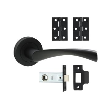 Timco Edleston Lever On Rose Door Pack - Matt Black