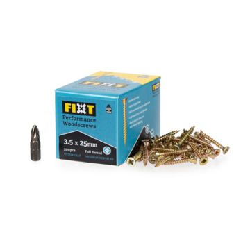  FIXT Performance Woodscrews 3.5 x 25mm CP (Box 200)