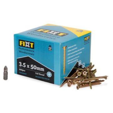  FIXT Performance Woodscrews 3.5 x 50mm CP (Box 200)