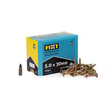  FIXT Performance Woodscrews 5.0 x 30mm CP (Box 200)