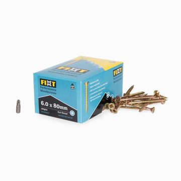  FIXT Performance Woodscrews 6.0 x 80mm CP (Box 100)