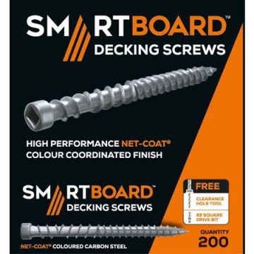 Smart Board 63mm Slate Composite Decking Screw + Drive Tool + Drill Bit