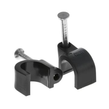 7mm Round Cable Clips Black JB221BK