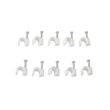 7mm Coax Cable Clips White PPJ154