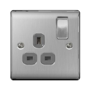 Nexus 1 Gang DP Switched Socket Brushed SS