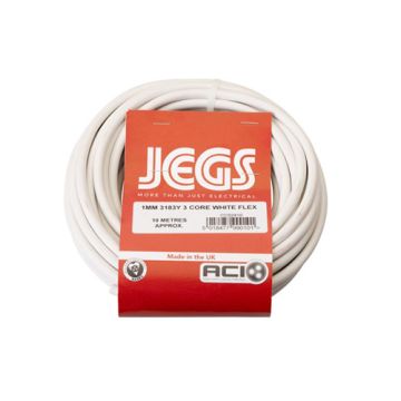 Jegs 10m 1.0mm 3183Y 3 Core White Flex