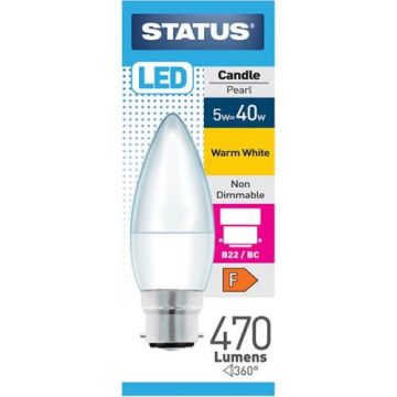 Status LED Candle BC Opal Warm White 40W